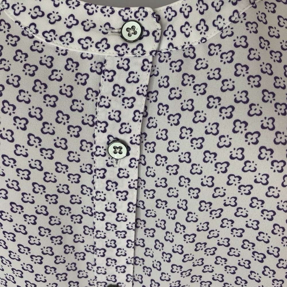 CAbi Priscilla Sleeveless Blouse Button Front Purple White Corpcore Librarian S - Picture 10 of 15